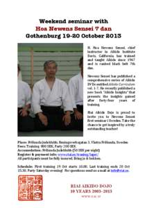 Weekend seminar with Hoa Newens Sensei 7 dan Gothenburg[removed]October 2013