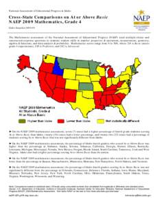 Cross-State Comparisons on At or Above Basic - NAEP 2009 Mathematics, Grade 4