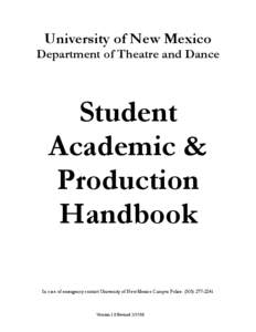 University of New Mexico  Department of Theatre and Dance Student Academic &