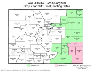 COLORADO - Grain Sorghum Crop Year 2011 Final Planting Dates JACKSON 057  MOFFAT