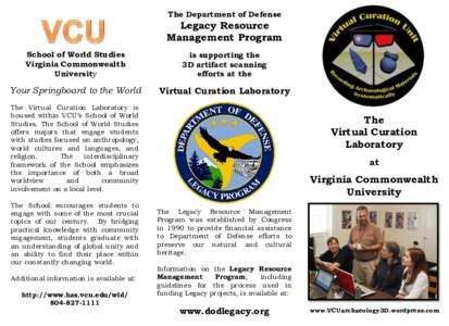 The Department of Defense  Legacy Resource Management Program School of World Studies Virginia Commonwealth