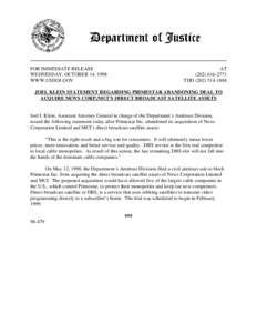 FOR IMMEDIATE RELEASE WEDNESDAY, OCTOBER 14, 1998 WWW.USDOJ.GOV AT[removed]