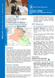 IRAQ Crisis Situation Report #19, 11 February[removed]Country: IRAQ Mohammed AlBahbahani/WFP  EMERGENCY FOOD ASSISTANCE FOR IRAQI