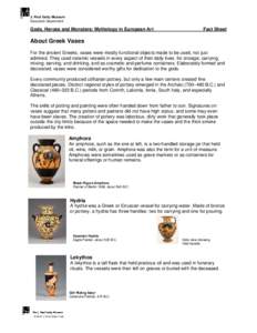 J. Paul Getty Museum Education Department Gods, Heroes and Monsters: Mythology in European Art  Fact Sheet