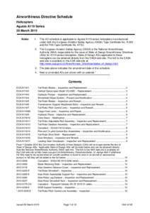 Airworthiness Directive Schedule Helicopters Agusta A119 Series 26 March 2015 Notes