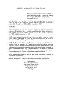 DECRETO Nº 92.560, DE 16 DE ABRIL DE 1986