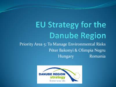 Priority Area 5: To Manage Environmental Risks Péter Bakonyi & Olimpia Negru Hungary Romania  Outline