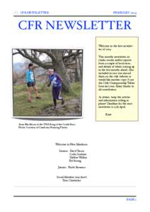 CFR NEWSLETTER!  FEBRUARY 2014 CFR NEWSLETTER Welcome to the first newsletter of 2014.