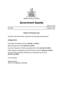 Northern Territory Government Gazette S28 2015