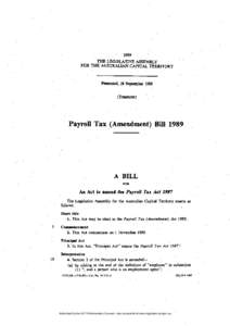 1989  THE LEGISLATIVE ASSEMBLY FOR THE AUSTRALIAN CAPITAL TERRITORY  Presented, 28 September 1989