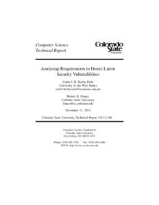 Computer Science Technical Report Analysing Requirements to Detect Latent Security Vulnerabilities Curtis C.R. Busby-Earle