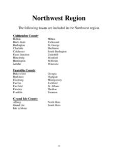 Vermont Arthritis Directory -  Section 3, Northwest Region