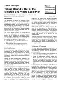 A short briefing on  Taking Round O Out of the Minerals and Waste Local Plan Paul Mobbs, Mobbs’ Environmental Investigations, 3 Grosvenor Road, Banbury OX16 8HN. Tel./fax