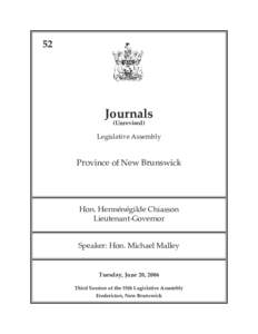 52  Journals (Unrevised)  Legislative Assembly