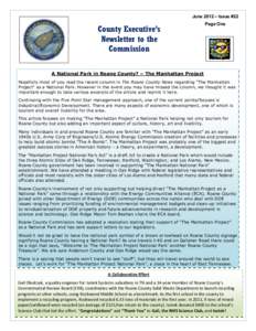 June 2012 – Issue #22  County Executive’s Newsletter to the Commission