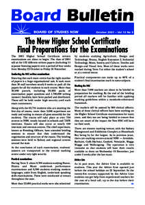 Board Bulletin BOARD OF STUDIES NSW October 2001 – Vol 10 No 5  The New Higher School Certificate