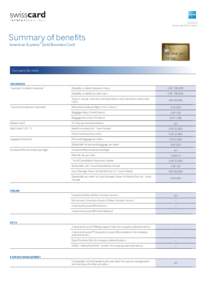 Issued by Swisscard AECS GmbH Summary of benefits American Express® Gold Business Card