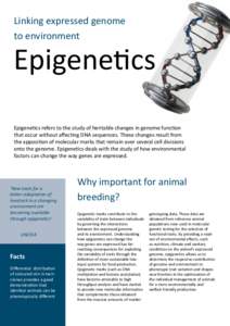 Linking expressed genome to environment Epigenetics Epigenetics refers to the study of heritable changes in genome function that occur without affecting DNA sequences. These changes result from