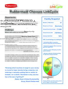 Rubbermaid Chooses LinkCycle Opportunity: Reducing Newell Rubbermaid’s energy costs Newell Rubbermaid, as part of its corporate sustainability strategy, is exploring cost-effective solutions to make manufacturing more 