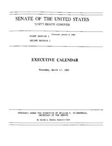 SENATE OF THE UNITED STATES NINETY-EIGHTH CONGRESS FIRST SESSION {  Convened January 3, 1983