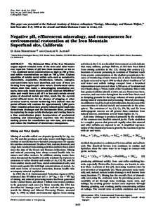 Proc. Natl. Acad. Sci. USA Vol. 96, pp. 3455–3462, March 1999 Colloquium Paper This paper was presented at the National Academy of Sciences colloquium ‘‘Geology, Mineralogy, and Human Welfare,’’ held November 8