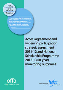 OFFA[removed] + HEFCE[removed]Joint Monitoring Outcomes Report