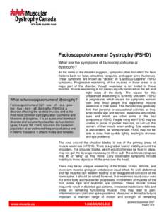 Muscular dystrophy / Neurological disorders / Facioscapulohumeral muscular dystrophy / Chromosome 4 / Neuromuscular disease / Myotonia / Muscle / Weakness / Muscular Dystrophy Canada / Health / Anatomy / Rare diseases