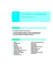 3  Consumer and organisational buyer behaviour  OBJECTIVES