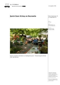 Quick Scan Krimp en Recreatie  Alterra Wageningen UR LEI Wageningen UR  DATUM