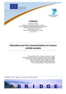 Microsoft Word - F-BRIDGE - D116 - revision 0 - Fabrication and first characterisations of uranium carbide samples - validated.