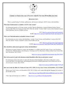 Office for Victims of Crime / National Council on Disability / Developmental disability / Health / Medicine / Government / United States Department of Justice / Criminal justice / National Criminal Justice Reference Service