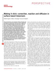 © 2008 Nature Publishing Group http://www.nature.com/naturebiotechnology  PERSPECTIVE Making it stick: convection, reaction and diffusion in surface-based biosensors