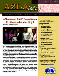 September[removed]Number 120 The Newsletter of the American Association for Laboratory Accreditation