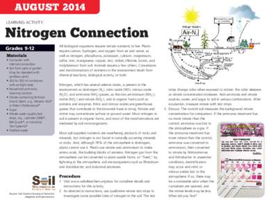 AUGUST 2014 LEARNING ACTIVITY: Nitrogen Connection Grades 9-12 XXXX