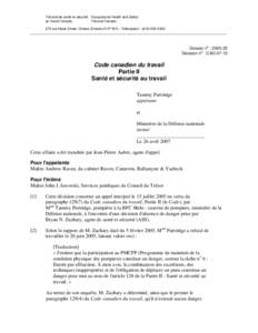 Tribunal de santé et sécurité Occupational Health and Safety au travail Canada Tribunal Canada 275 rue Slater Street, Ottawa (Ontario) K1P 5H9 – Télécopieur : ([removed]_______________________________________