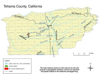 US EPA - Red legged Frog - Tehama County, California Map