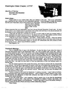Washington State Chapter, LCTHF  Worthy of Notice November 2002 Newsletter Vol. 3, Issue 5