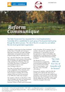 DECEMBERReform Communique The State Government has requested that a Local Implementation Committee (LIC) is established for each group of local governments going