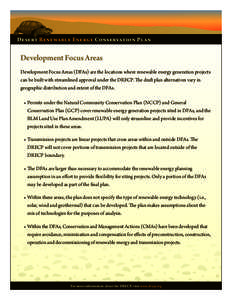 Desert Renewable Energy Conservation Plan Development Focus Areas