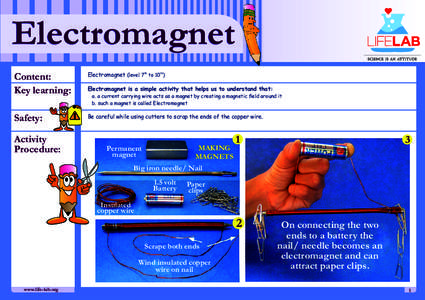 Electromagnet Content: Key learning: Safety: Activity Procedure: