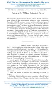 Civil War 150 · Document of the Month · May 2014 Reprinted from The Civil War: The Final Year Told by Those Who Lived It (The Library of America, 2014), pages 130–32. Copyright © 2014 Literary Classics of the U.S., 