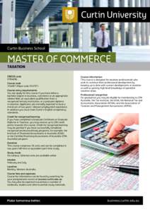 Curtin Business School  master of commerce taxation CRICOS code 078409G