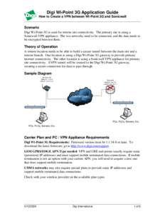 Digi Wi-Point 3G Application Guide How to Create a VPN between Wi-Point 3G and Sonicwall ________________________________________________________________________ Scenario Digi Wi-Point 3G is used for remote site connecti