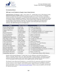 For more information contact: Douglas County Educational Foundation[removed]For Immediate Release 2010 Apple Awards Finalists for Douglas County Schools Selected