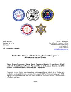 Press Release January 16, 2013 Six Pages Contact: Maria Miller Wayne County Prosecutor’s Office