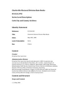 Charleville Electoral Division Rate Books IE CCCA/U92 Series Level Description Cork City and County Archives  Identity Statement