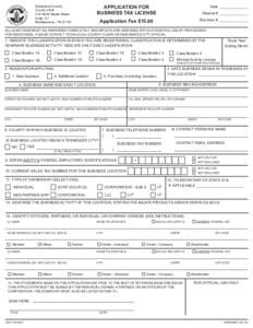 APPLICATION FOR BUSINESS TAX LICENSE Rutherford County County Clerk 319 North Maple Street