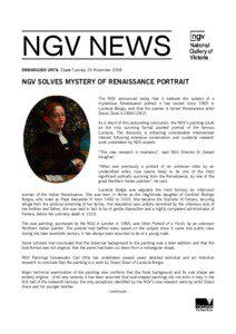 NGV NEWS EMBARGOED UNTIL 11am Tuesday 25 November 2008
