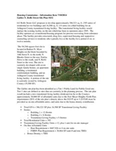 Housing Commission – Information Item[removed]Gables N. Rolfe Street Site Plan #432 LG Rolfe Street LLC proposes to develop approximately 386,521 sq. ft[removed]units) of residential in two buildings and 16,500 sq. ft.