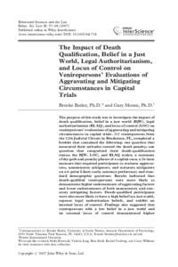 Behavioral Sciences and the Law Behav. Sci. Law 25: 57–[removed]Published online in Wiley InterScience (www.interscience.wiley.com) DOI: [removed]bsl.734  The Impact of Death